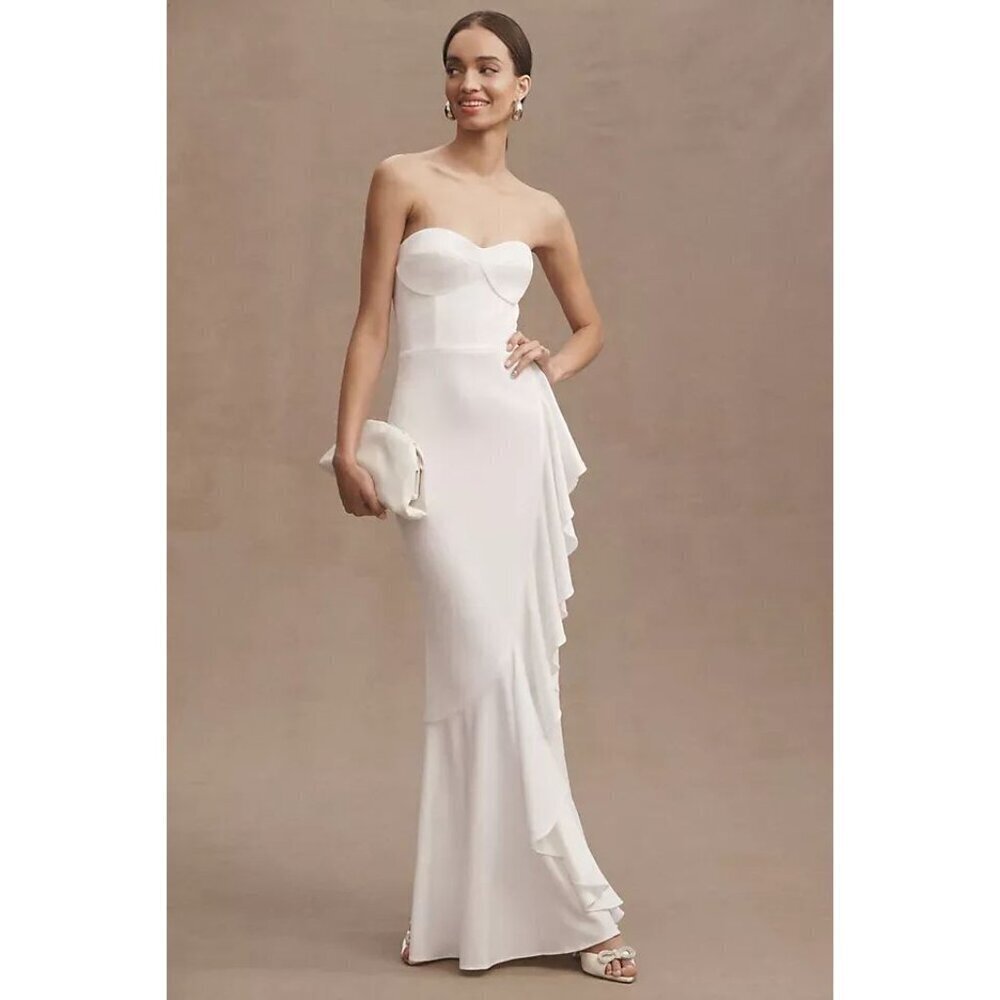 The Population Strapless White Dress